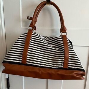 STRIPED WEEKENDER CANVAS DUFFEL BAG travel, weekend trip, gyms, beach, daily use